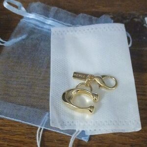 COACH MINI CHARM Gold Keychain OR ZIPPER PULL with Logo Charm